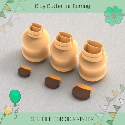pot of gold saint patrick's day mini clay cutter tools earring 3d print model - Mito3D