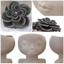pot shape bust home flowerpot plants sets minimalist hole face detail decorated hollow 3d print model - Mito3D