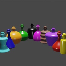 potions pack 1 various potion harrypotter brew medicine poison voodoo healing magic love health mana halloween spooky roleplaying wizard witch sorcery alchemy trinket vial flask bottle 3d print model - Mito3D