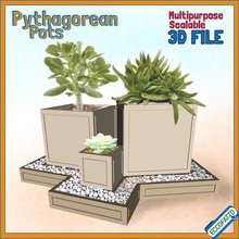 pots - box pen holder pythagorean design home interior decor geometric math nerdy desktop pencil garden jar 3d print model - Mito3D