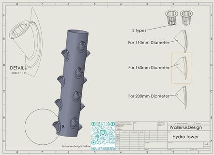 potes juntas hidropônico torre jardinagem hidroponia hidroponisco cultura 3d print model - Mito3D