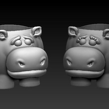 pot hippopotame pack 2 fleurs matera l'hippopotame animaux décoration maison plantes 3d print model - Mito3D