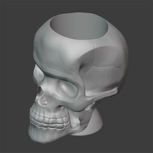 potted skull pot architecture house art design utility 3d print model - Mito3D