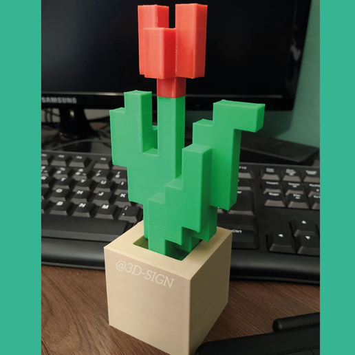 mis pot tulipe Minecraft 3D print model - Mito3D