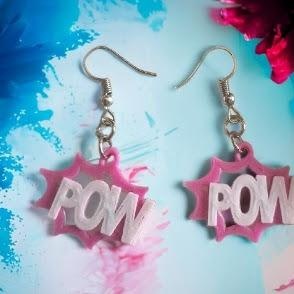 pow wtf hoops earrings divertidops 3d print model - Mito3D