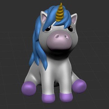 powderpuff unicorn art creatures zbrush sculpt no supports easy print cute animal 3d print model - Mito3D