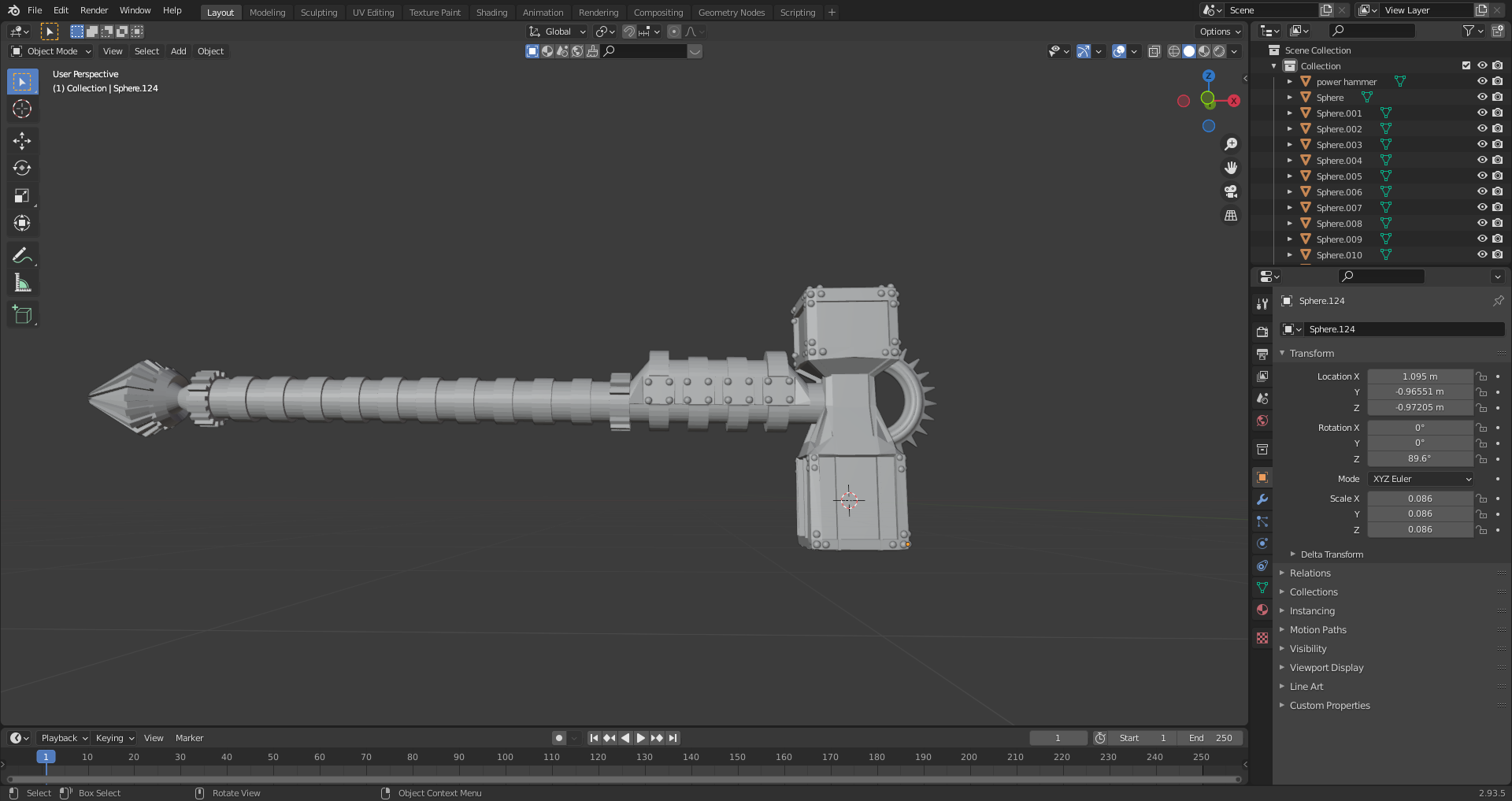 martelo severo Sombrio espaço arma 3D print model - Mito3D