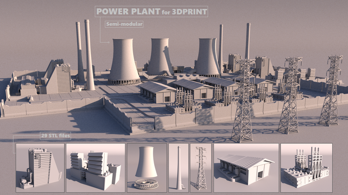 puissance plante usine pétrole réservoir industriel pompe outils plate forme pétrolière gaz 3d print model - Mito3D
