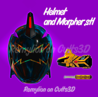 leistung ranger dino donner schwarz beinhaltet morpher helm tommy stl abaranger 3d print model - Mito3D