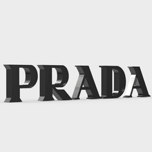 prada logosu moda butik marka giyim tasarım model dükkanı mağaza karakter amblemi logo stil modelleri sembol lüks aksesuarlar şık trend logotipe baskı yazdırılabilir 3d print model - Mito3D