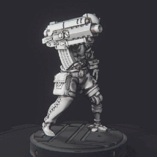 pretoriano immortali gioco guerra tavolo cyborg meccanico cyberpunk postapocalisse arma plasmagun lanciafiamme amor filo cappotto 3d print model - Mito3D