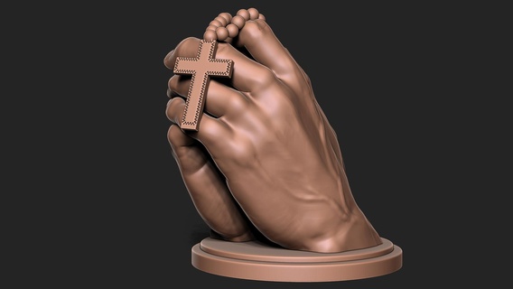 pregando mani base preghiera dita cristianesimo Chiesa cattolico ortodosso fede scultura gioielleria oro stampabile Cristo 3d print model - Mito3D