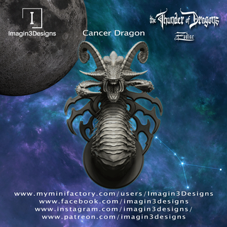 pre-supported cancer zodiac dragon art bust creature detailed astrology thethunderofdragons crab cancerdragon crustacean wallart monster sign resin 3d print model - Mito3D