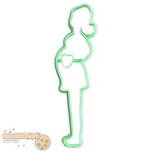 pregnant lady cookie cutter & stamp 3d print model - Mito3D