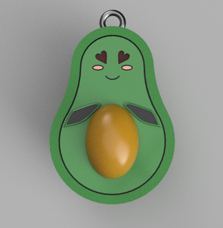 pregnant love avocado key ring keychain tripon happy trippy 3d print model - Mito3D