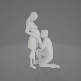 pregnant woman man preggo kneeling kneel tie statue miniature figurine diorama model train hot wheels 3d print model - Mito3D