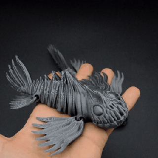 préhistorique cure dent flexi flexy flexible posable lien liens jouet articulé poisson usine 3d print model - Mito3D