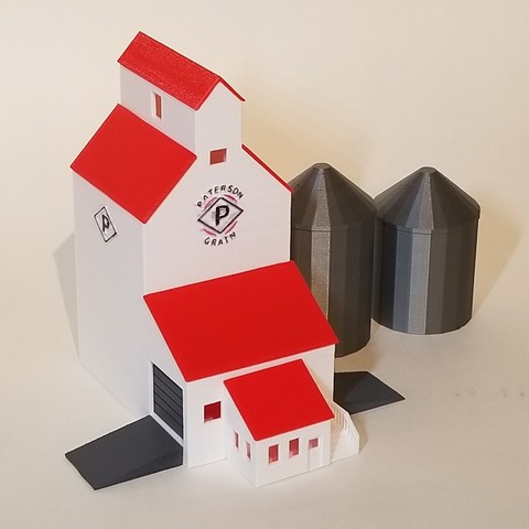 premium escala elevador de grãos incl silos arquitetura model railroad 3D print model - Mito3D