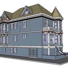 premium escala de san francisco vitoriano pintado senhora kavanaugh casa arquitetura estilo diorama model railroad 3d print model - Mito3D