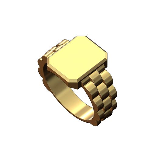 presidentail link rectangular tag signet ring us size 6to10 3d print model jewelry printable gold silver jewellery luxury engraving initals engravable presidential watch rolex bling rings 3D print model - Mito3D