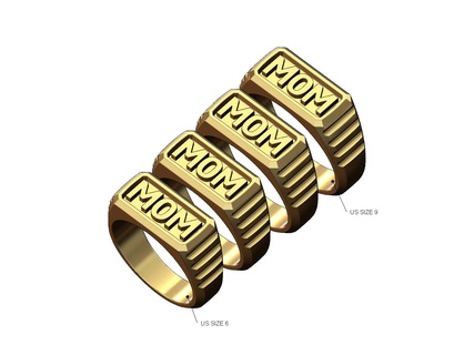 presidencial enlace mamá sello anillo us tamaños 6to9 3d impresión modelo madre grabado rectángulo joyería joya oro plata imprimible costoso reloj lujo 3d print model - Mito3D