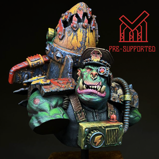 presupported ork warboss stormboyz bust 3d print model - Mito3D