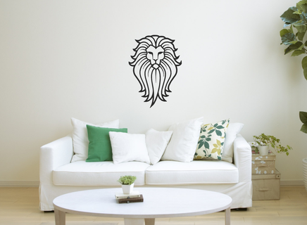 bonita león cabeza pared Arte decoración animales animal vivo hogar casa línea ornamento 2d 2dart mural wall2d leones gato grande gatos 3d print model - Mito3D