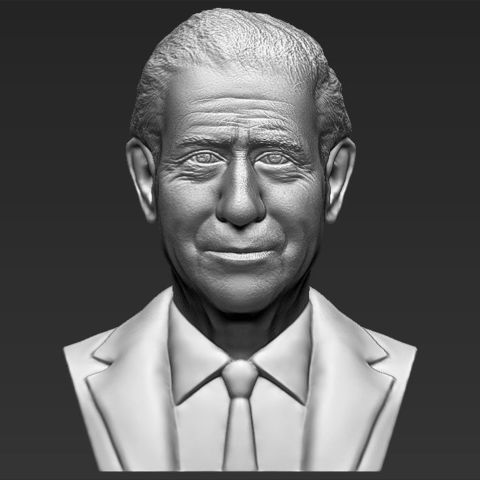 il principe carlo di busto stampa 3d ready stl, obj art unted regno brexit londra buckingham palace statua figurina in miniatura meghan trattamenti kate middleton filippo harry william la regina elisabetta 3D print model - Mito3D