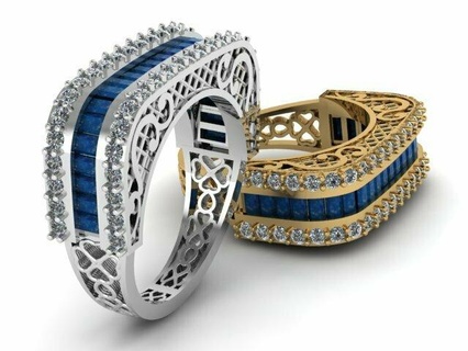 Príncipe libra esterlina diamante anillo 3d imprimible modal joyería joya 3dprinted diseño Moda oro dorado impresión prototipos plata 3d print model - Mito3D