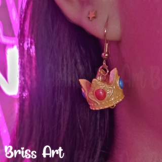 princess peach 3d crown earrings mario bros jewelry cap luigi yoshi egg printing 3d print model - Mito3D