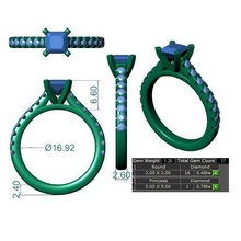 Princesa anel joalheria diamante stl 3d print model - Mito3D