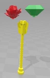 princess scepter w interchangable caps rose emerald septer toy game 3d print model - Mito3D