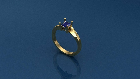 Prinzessin Single Stein Ring schick Ringe Schmuck Design Beste Diamant Engagement Hochzeit Gold großartig druckbar wertvoll Mode Saphir leuchtenden Juwel 3d print model - Mito3D