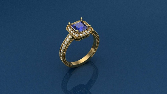 princess stone ring fancy type rings man jewelry design best diamond engagement wedding gold good great printable precious fashion sapphire shining gem 3d print model - Mito3D