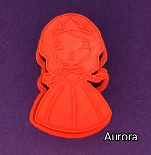princesas Aurora cortadores sello Galleta galletas decoraciones texturas panadería bebé ducha alivio princesa ana elsa olaf copo nieve ariel 3d print model - Mito3D