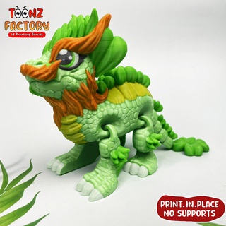 print-in-place flexi clover leaf dragon articulated flexy flexable link t-rex st patrick's day bat factory valentine fidget print place supports 3d print model - Mito3D