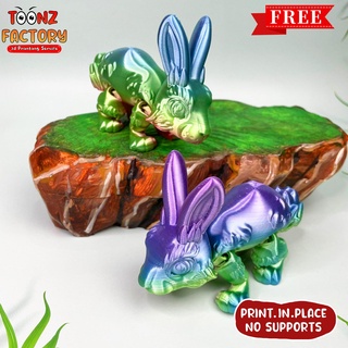 print-in-place flexi cute rabbit articulated easter flexy flexable link eggs bat factory valentine fidget print place supports 3d print model - Mito3D