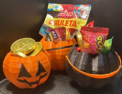 print-in-place halloween basket kit trick treat pumpkin pumkin witches customize puzzle vampires costume costumes day dead sweets candies goodies jelly beans 3d print model - Mito3D