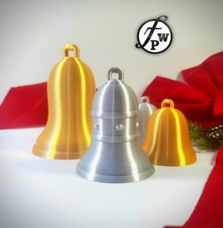print-in-place holiday bell trio w articulated clapper - 3x hanging christmas tree ornament Various merry print in place bells set ring ding dong jingle decorations decorative festive 3d print model - Mito3D