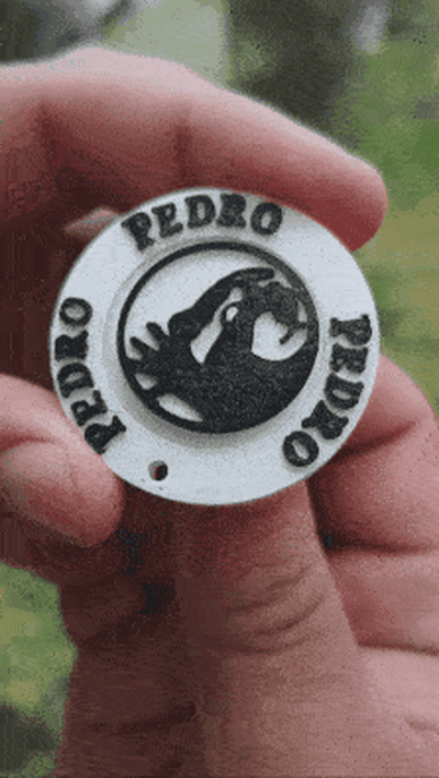 print-in-place rotating pedro key chain jewelry pedrop raccoon meme rafaela carra rotary 3d print model - Mito3D