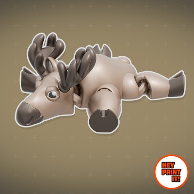 print in place articulated moose game flexi animal toy nature winter kids 3d print model - Mito3D