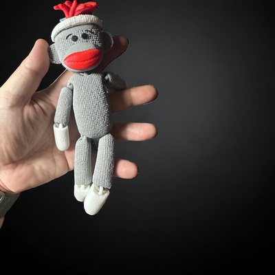 print in place articulating sock monkey art articulated cinderwing flexi classic 3d print model - Mito3D