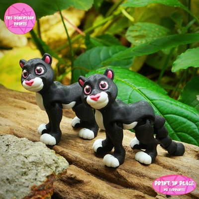 print in place cute flexi black panther blackpanther goat sheep no supports dog winter horse flexy flexable link toy articulated flyingunicorn fidget 3d print model - Mito3D