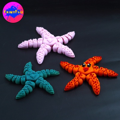 print in place cute flexi starfish art tinyfish cat fish toy pokemon flexy flexable link articulated flyingunicorn valentine fidget no supports 3d print model - Mito3D