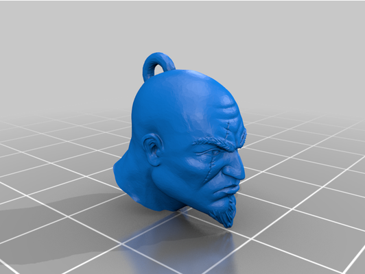 print in place kratos head keychain printinplace 3d 3dprint godofwar toy atr game architecture 3dprinting 3d print model - Mito3D