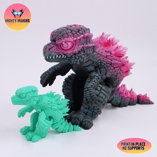 Yazdır yer esnek Godzilla mafsallı 3d print model - Mito3D
