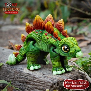 print place flexi stegosaurus dinosaur 3d print model - Mito3D