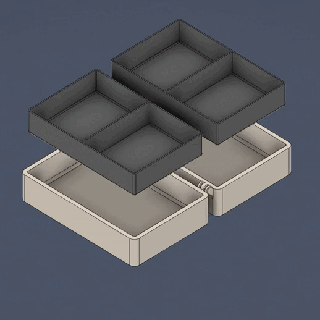 impression endroit articulé boîte + amovible diviseur 3d print model - Mito3D