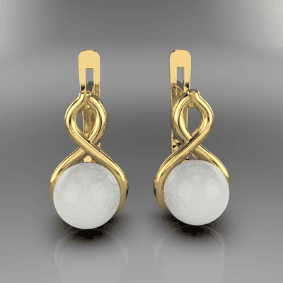 stampabile infini orecchini perla 6mm stl gioielleria printable earring pearl 3d printed printing cad file cnc gioiello oro impostato regalo print jewel for her infinito 3d print model - Mito3D