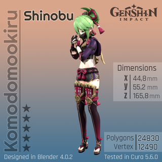 printable kuki shinobu genshin impact 3d print model - Mito3D